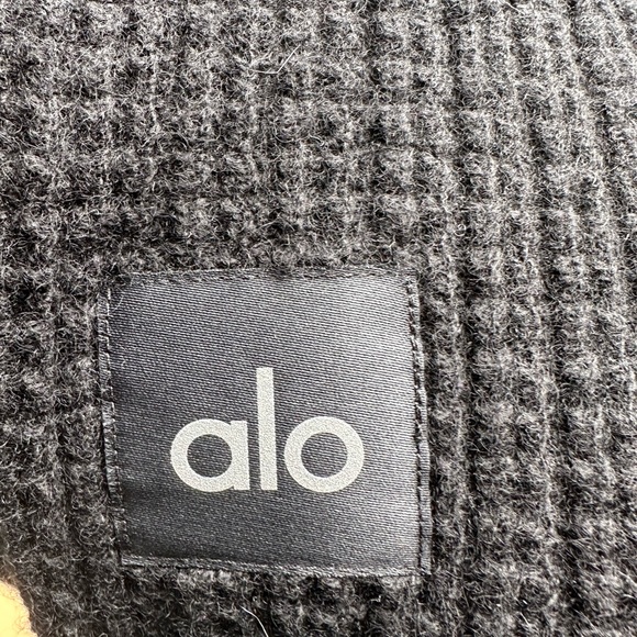 ALO Yoga Sz XXS Black Cashmere High Waist Plush Waffle Pant Long Wide Leg - Picture 5 of 5